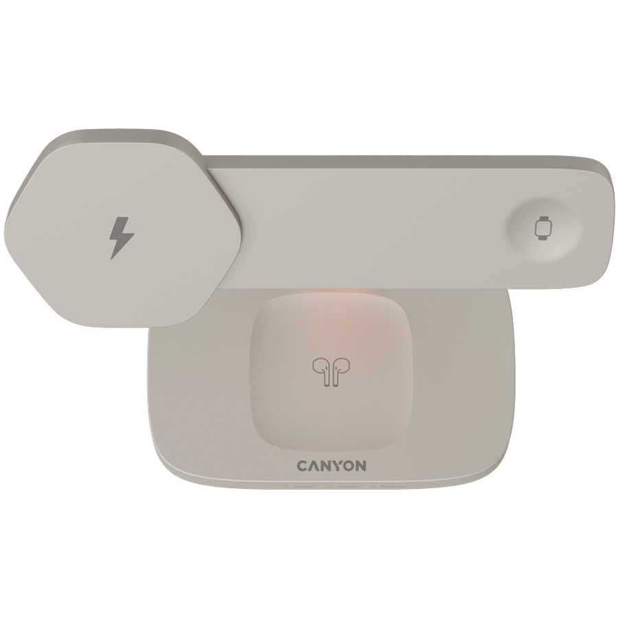 CANYON Wireless Charging Station Hexagon 310 3in1 LightGrey/Orange - Image 3