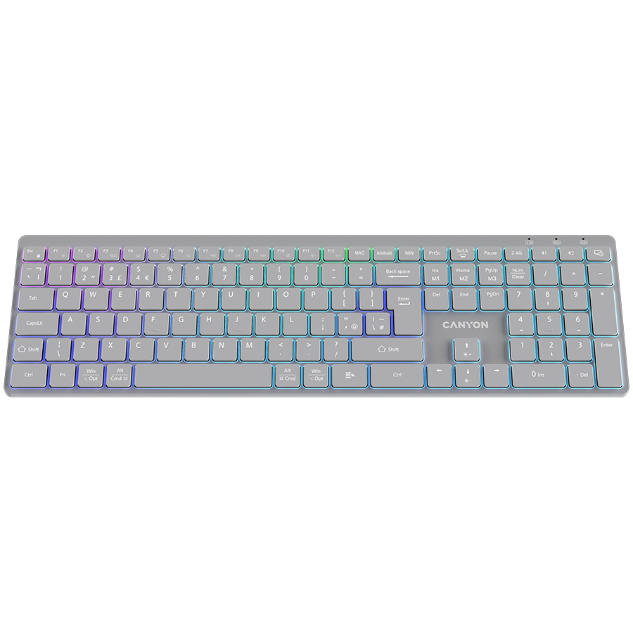 CANYON keyboard HKB-W11 UK/US RGB Dual Mode Wireless Grey - Image 2