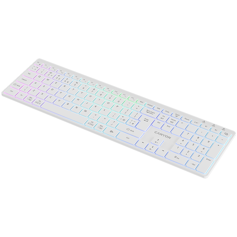 CANYON keyboard HKB-W11 UK/US RGB Dual Mode Wireless White - Image 4