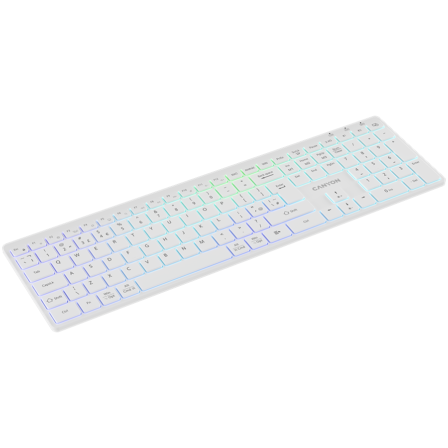 CANYON keyboard HKB-W11 UK/US RGB Dual Mode Wireless White - Image 5