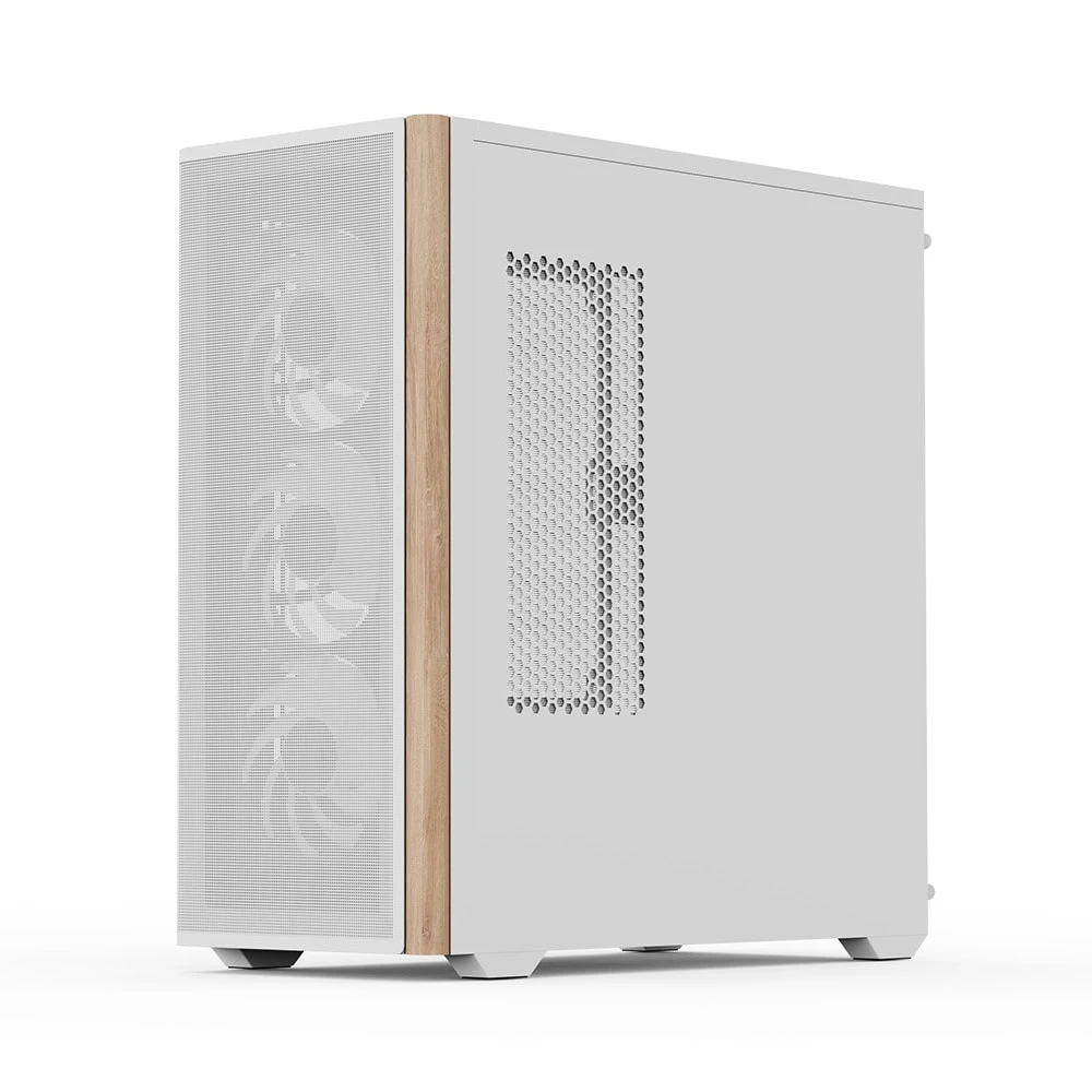 AeroCool кутия Case ATX - D501A White, Addressable RGB, Wood - Image 2