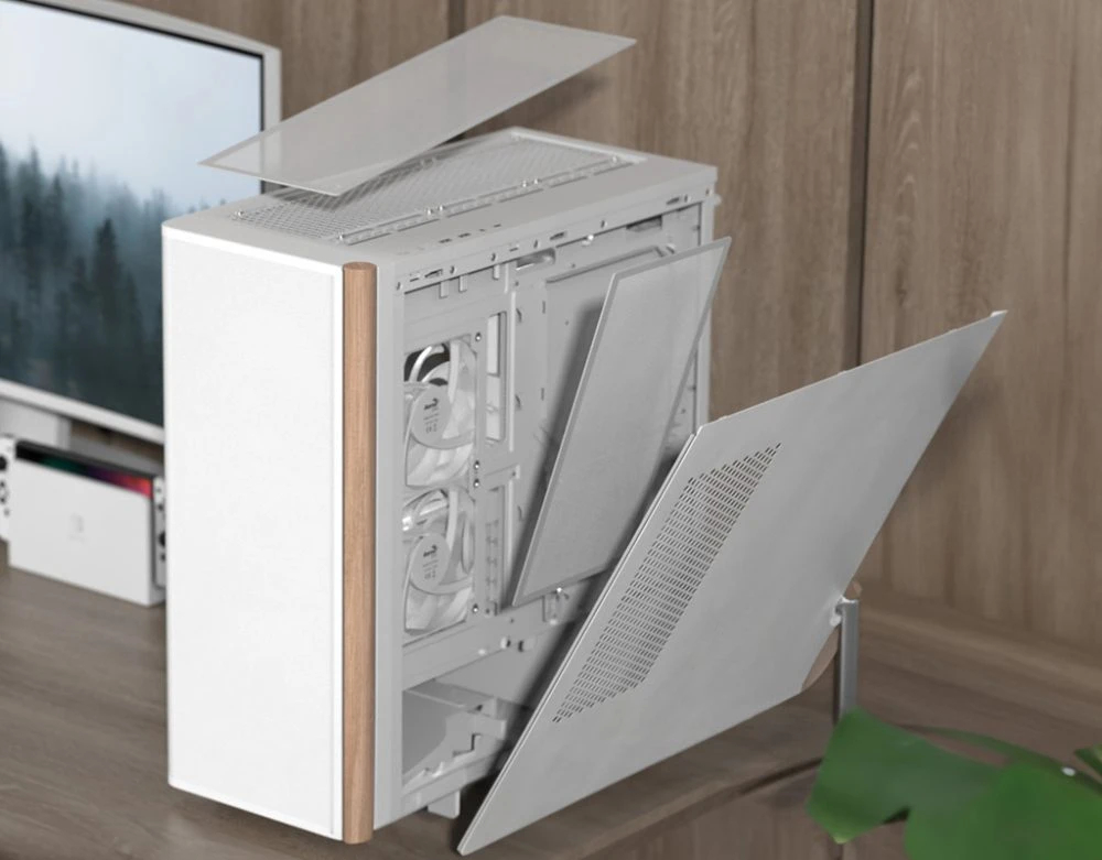 AeroCool кутия Case ATX - D501A White, Addressable RGB, Wood - Image 14