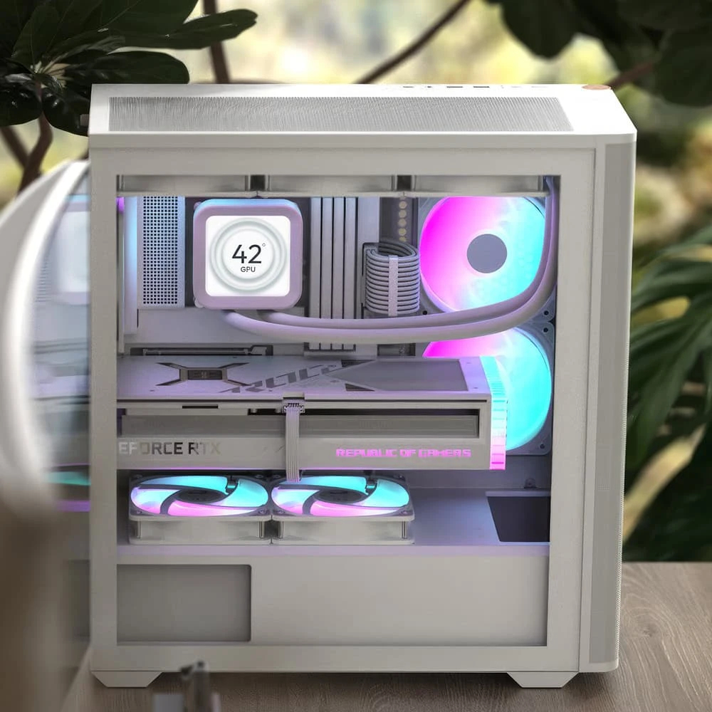 AeroCool кутия Case ATX - D501A White, Addressable RGB, Wood - Image 3