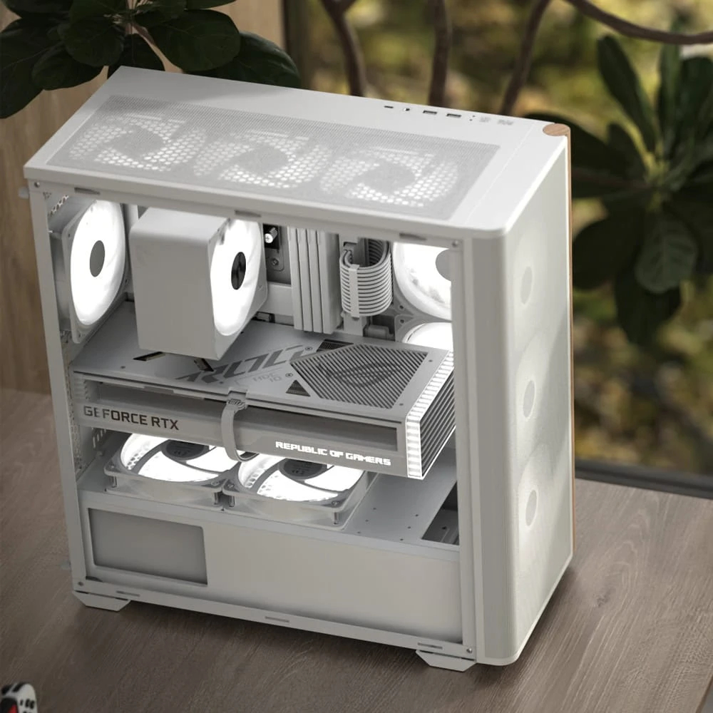 AeroCool кутия Case ATX - D501A White, Addressable RGB, Wood - Image 4