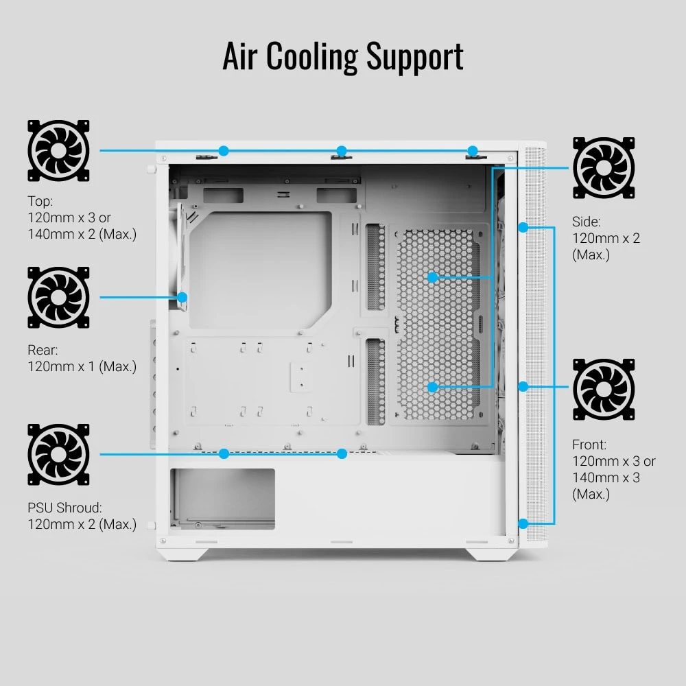 AeroCool кутия Case ATX - D501A White, Addressable RGB, Wood - Image 5