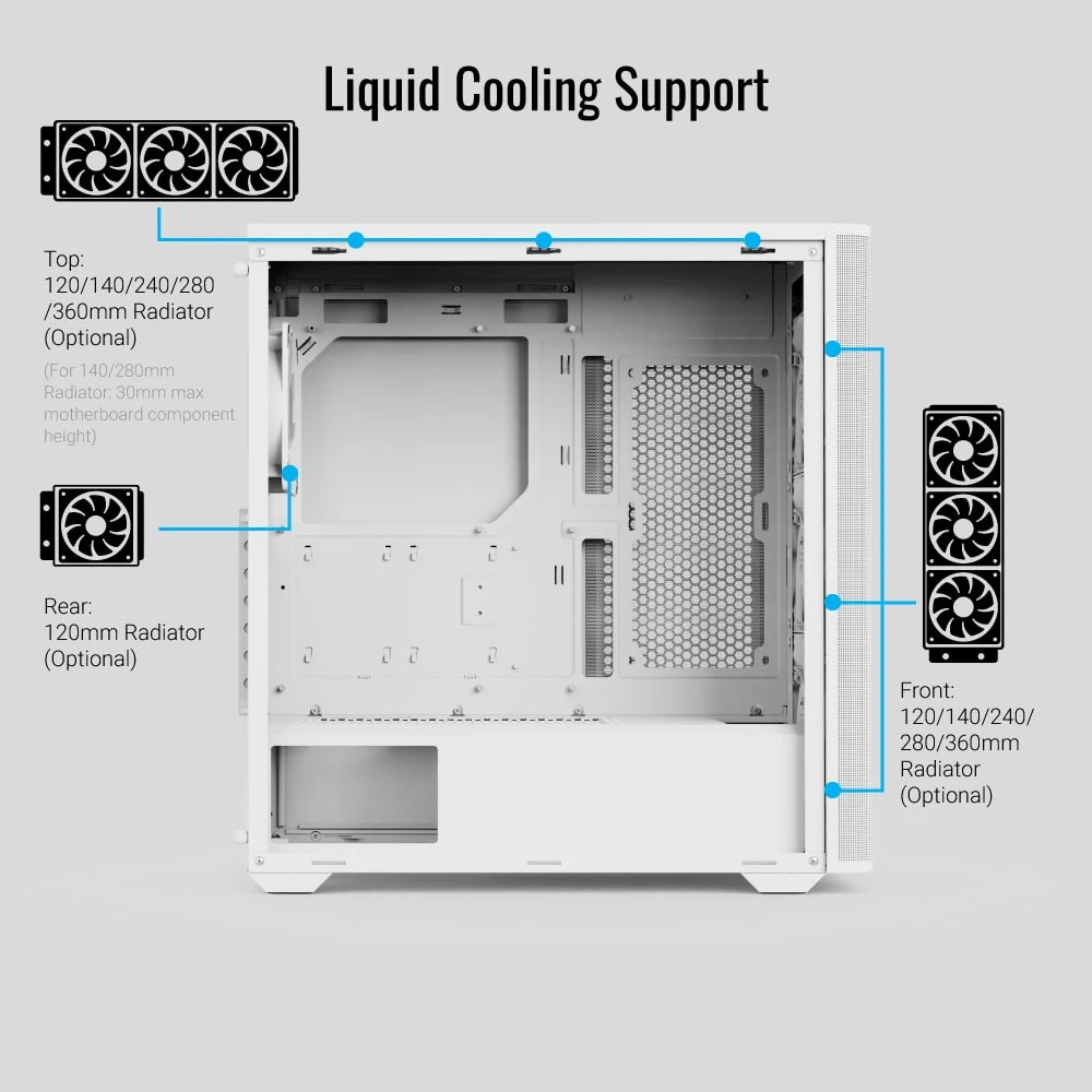 AeroCool кутия Case ATX - D501A White, Addressable RGB, Wood - Image 6