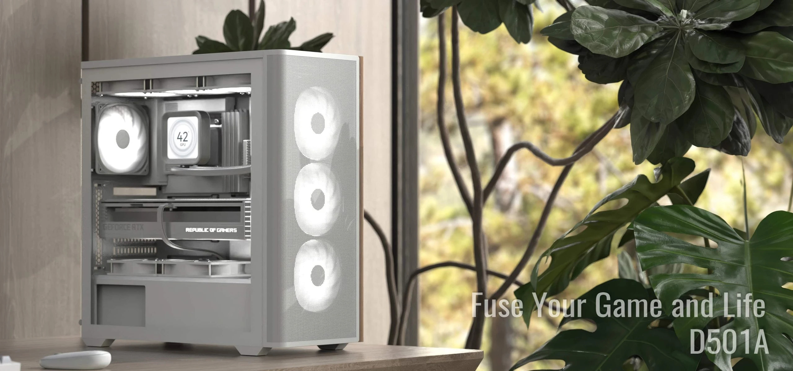 AeroCool кутия Case ATX - D501A White, Addressable RGB, Wood - Image 7