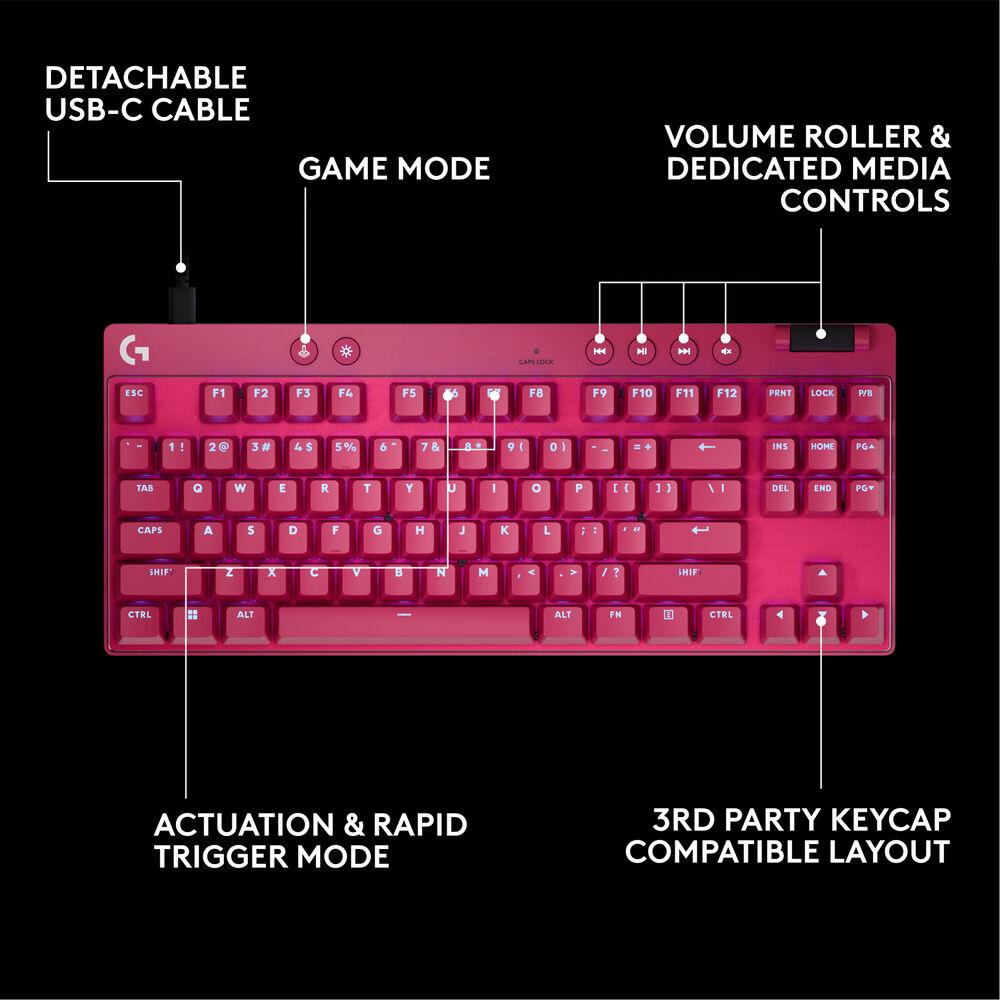 Геймърска механична клавиатура Logitech G Pro X RAPID TKL Magenta - Tactile Switch - Image 7