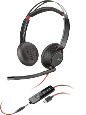 HP Poly Blackwire 5220 Stereo USB-C Headset +3.5mm Plug +USB-C/A Adapter SmartBuy