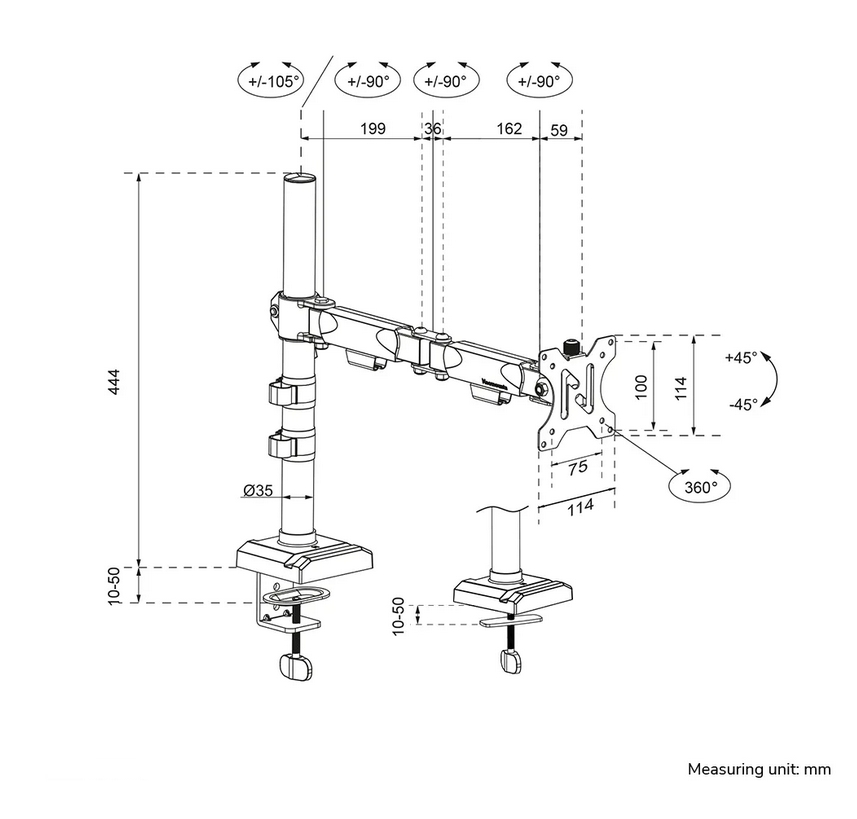 Стойка, Neomounts Nero Single Flat Screen Desk Mount (phone holder+Quick-fix clamp/grommet) - Image 13