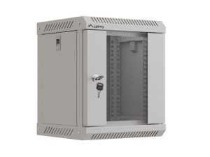 Комуникационен шкаф, Lanberg rack cabinet 10" wall-mount 6U/300x300 (flat pack) with glass door grey