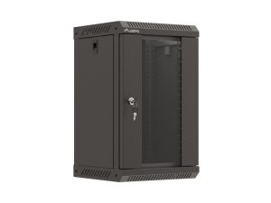 Комуникационен шкаф, Lanberg rack cabinet 10" wall-mount 9U/300x300 (flat pack) with glass door black