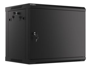 Комуникационен шкаф, Lanberg rack cabinet 19" wall-mount 9U/600x450 for self-assembly with metal door  black (flat pack)