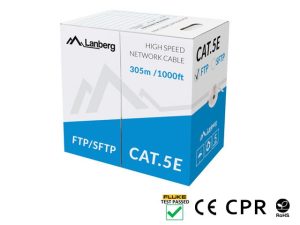 Кабел, Lanberg LAN cable CAT.5e sftp 305m solid cu cpr + fluke passed grey