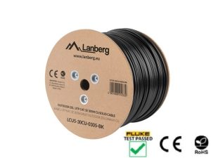 Кабел, Lanberg LAN cable CAT.5e utp 305m solid outdoor gel-filled cu black fluke passed