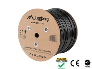 Кабел, Lanberg LAN cable CAT.6 utp 305m solid outdoor gel-filled cu black fluke passed