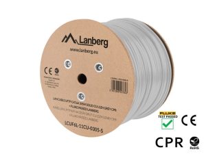 Кабел, Lanberg LAN cable CAT.6a uftp 305m solid cu lszh grey cpr + fluke passed