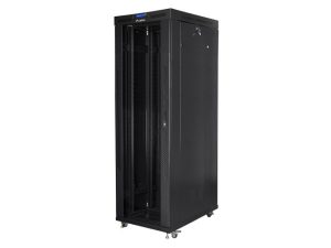 Комуникационен шкаф, Lanberg rack cabinet 19" free-standing 42U/800x1000 (flat pack) with glass door lcd black v2
