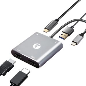 VCom докинг станция Docking Station USB-C 4-in-1 - CU450S - HDMI x 2, USB2.0, USB-C PD3.0 100W, MST