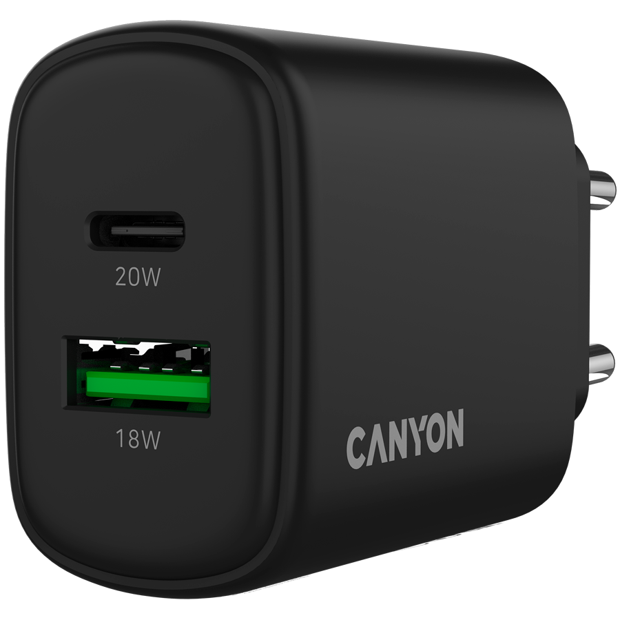 CANYON charger OnCharge 200 20W 1xPD 1xQC EU Black - Image 5