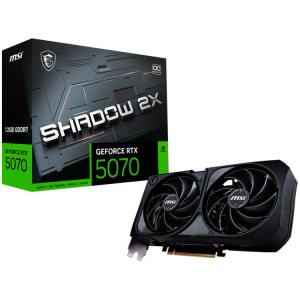 MSI Video Card Nvidia GeForce RTX 5070 12G SHADOW 2X OC 12GB GDDR7 192bit Effective Memory Clock: 28000MHz Boost: 2542 MHz 6144 CUDA Cores PCIe 5.0 3x DP 2.1b HDMI 2.1b RAY TRACING Dual Fan 1x16pin 650W Recommended PSU 3Y