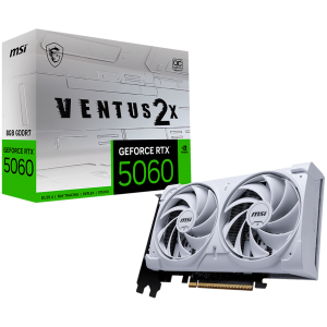 MSI Video Card NVIDIA GeForce RTX 5060 8G VENTUS 2X OC WHITE 8GB GDDR7 128-bit 2535 MHz Boost 3840 CUDA Cores