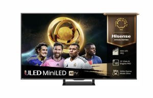 Телевизор, Hisense 55"U7Q Pro, 4K Ultra HD 3840x2160, ULED, FALD, Quantum Dot, 165Hz, IPS, HDR 10+, HLG, Dolby Vision IQ, Dolby Atmos, Smart TV, WiFi 5GHz, WiFi Direct, BT, Anyview Cast,light sensor,Solar Powered Remote, 4xHDMI, 2xUSB, LAN, CI+, DVB-T2/C/S2, Black