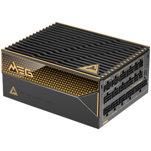 MSI MEG Ai1600T PCIE5 Power Supply 1600W 80 PLUS Titanium Dual PCIe 5.1 Cables ATX 3.1 Software Sync Mystic Light 135mm Fan Fan Stop OCP/OTP/OPP/SCP/OVP/UVP/SIP/NLO Interleaved PFC Braided Cables Dimensions: 190mmx150mmx86mm 12Y Warranty