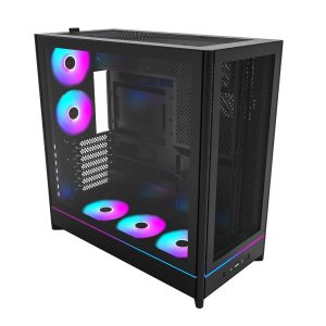 Montech кутия Case ATX - HS01 PRO (W) - 5 x 120 mm ARGB Fans, USB-C, Black
