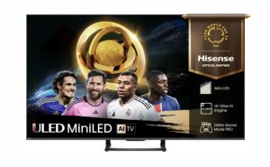 Телевизор, Hisense 55" U7Q, 4K Ultra HD 3840x2160, ULED, FALD, Quantum Dot, 144Hz, IPS, HDR 10+, HLG, Dolby Vision IQ, Dolby Atmos, Smart TV, WiFi 5GHz, WiFi Direct, BT, Anyview Cast, 4xHDMI, 2xUSB, LAN, CI+, DVB-T2/C/S2, Black