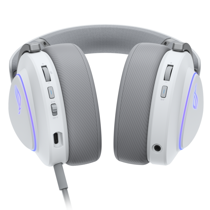 Геймърски безжични слушалки ASUS ROG Delta II White - USB-C, Aura Sync RGB - Image 4