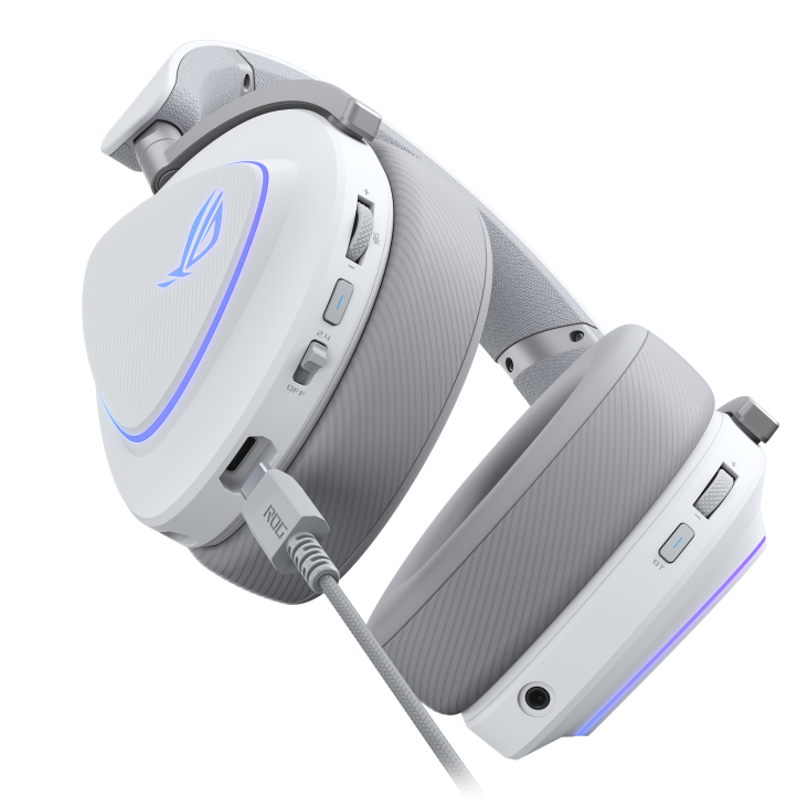 Геймърски безжични слушалки ASUS ROG Delta II White - USB-C, Aura Sync RGB - Image 5