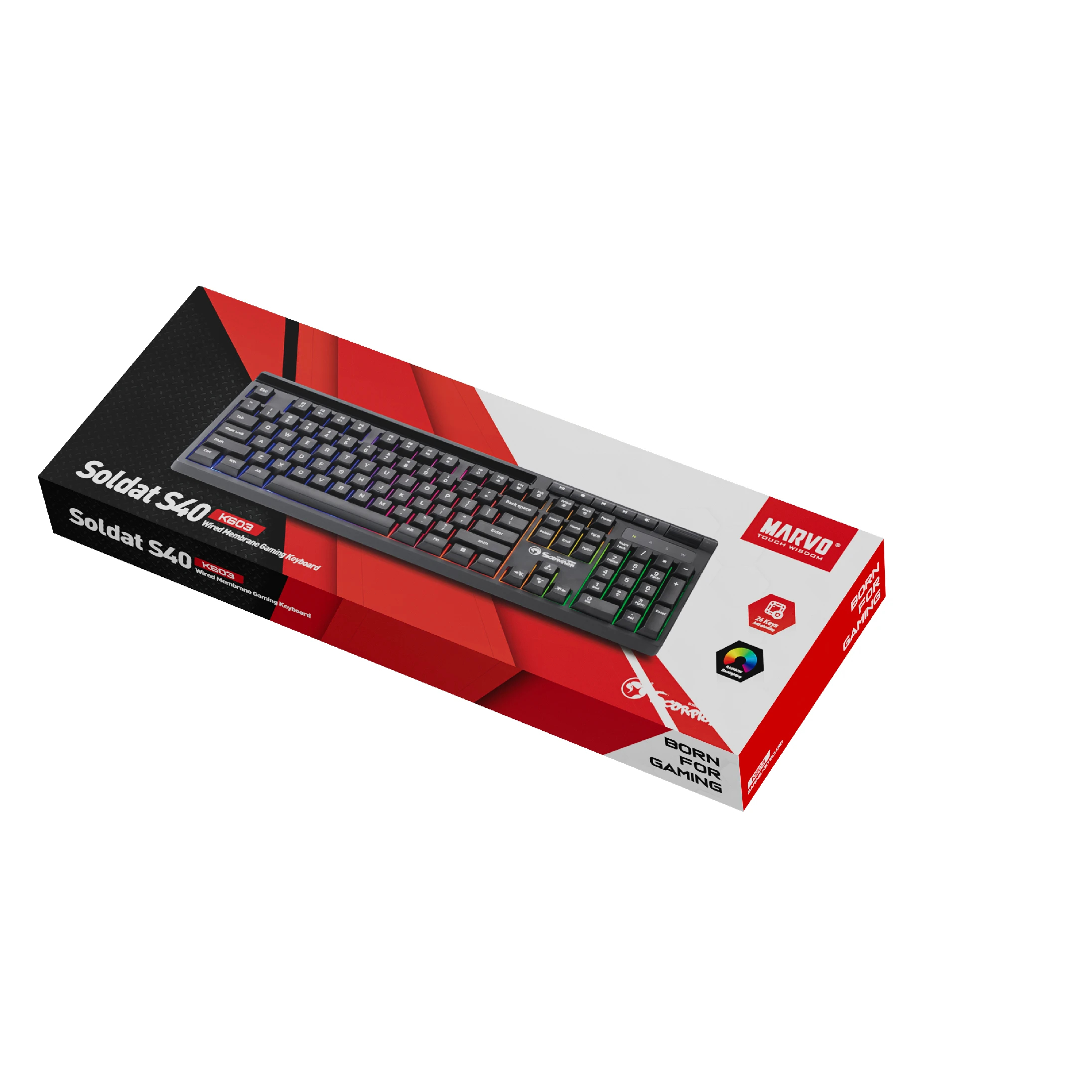 Marvo геймърска клавиатура Gaming Keyboard 104 keys - Soldat S40 K603 - Silent, RGB - Image 6