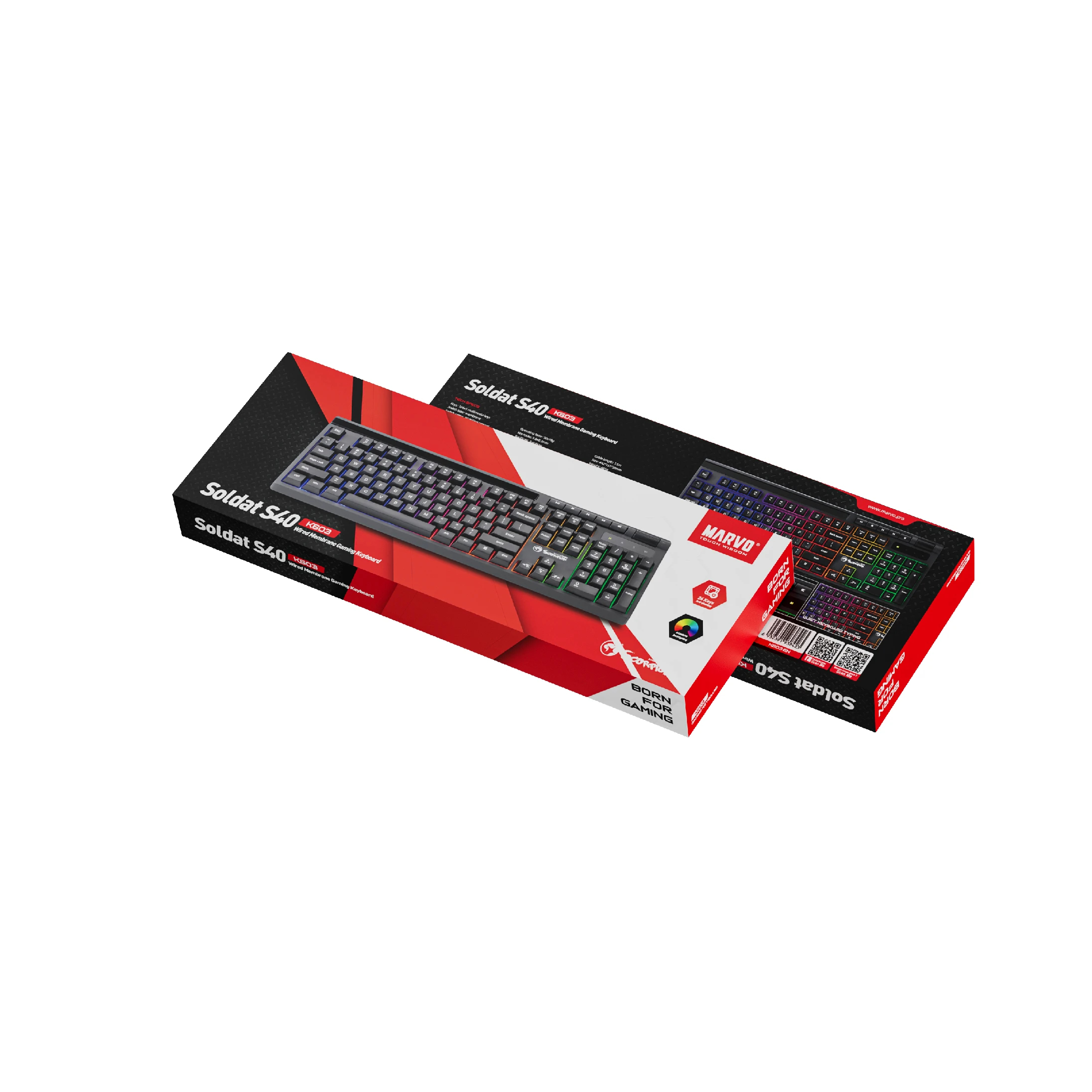 Marvo геймърска клавиатура Gaming Keyboard 104 keys - Soldat S40 K603 - Silent, RGB - Image 7