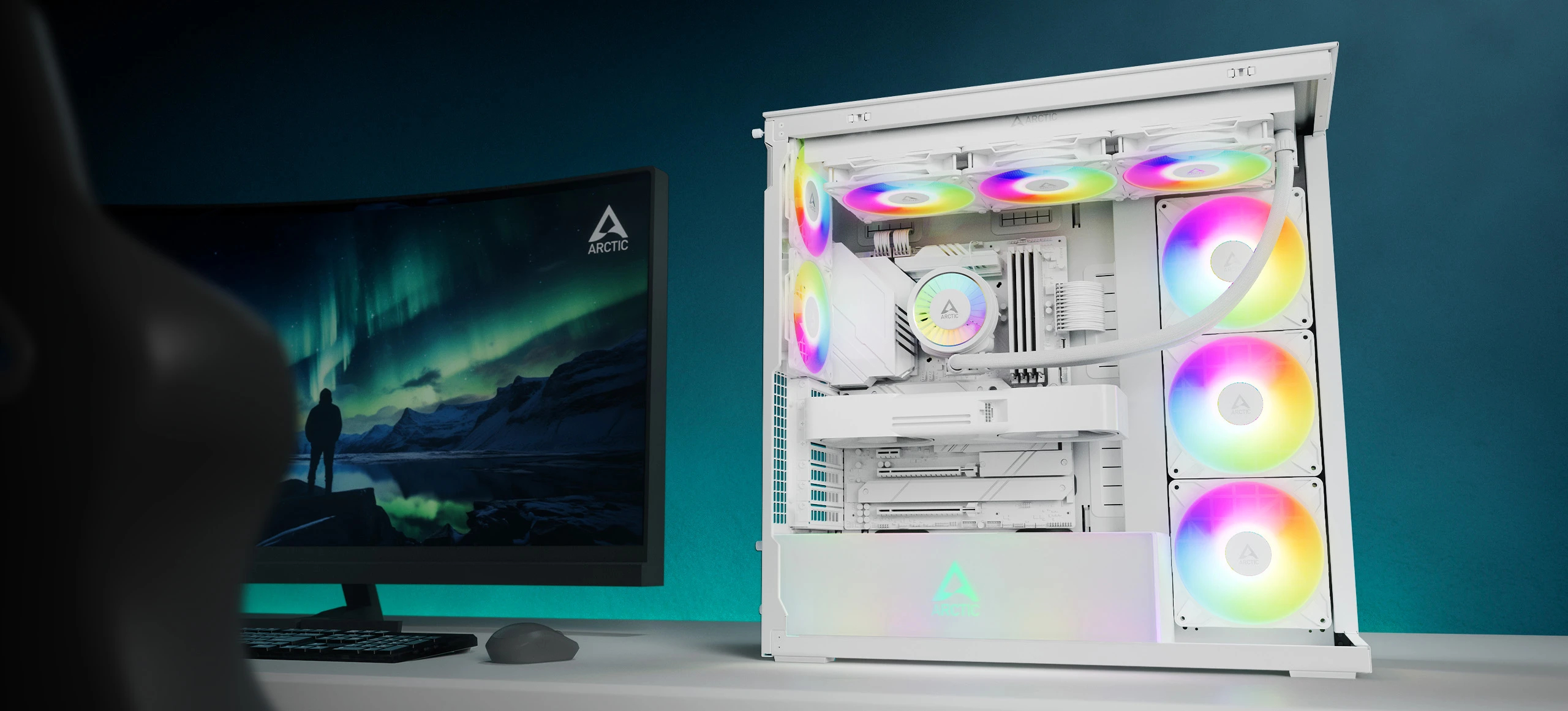 Arctic кутия Case E-ATX - Xtender (White) - 5 A-RGB Fans included - Image 11