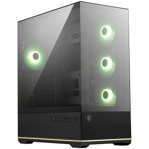 MSI MAG PANO 110R PZ Mid-Tower ATX/M-ATX/ITX 2x USB 3.2 1x USB Type-C 20Gbs 1x Audio/Mic LED Button ARGB Hub 4x 120mm ARGB Fans ARGB Fan Hub Mesh Panel Tempered Glass Black