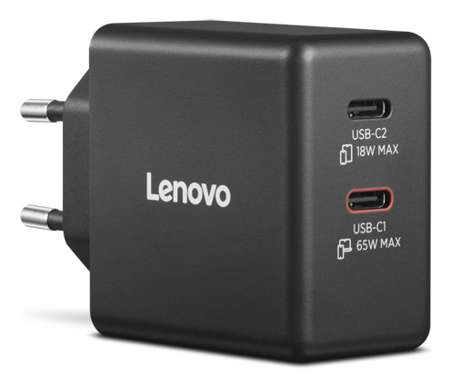 LENOVO Dual USB-C 65W GaN Charger Black EU - Image 4